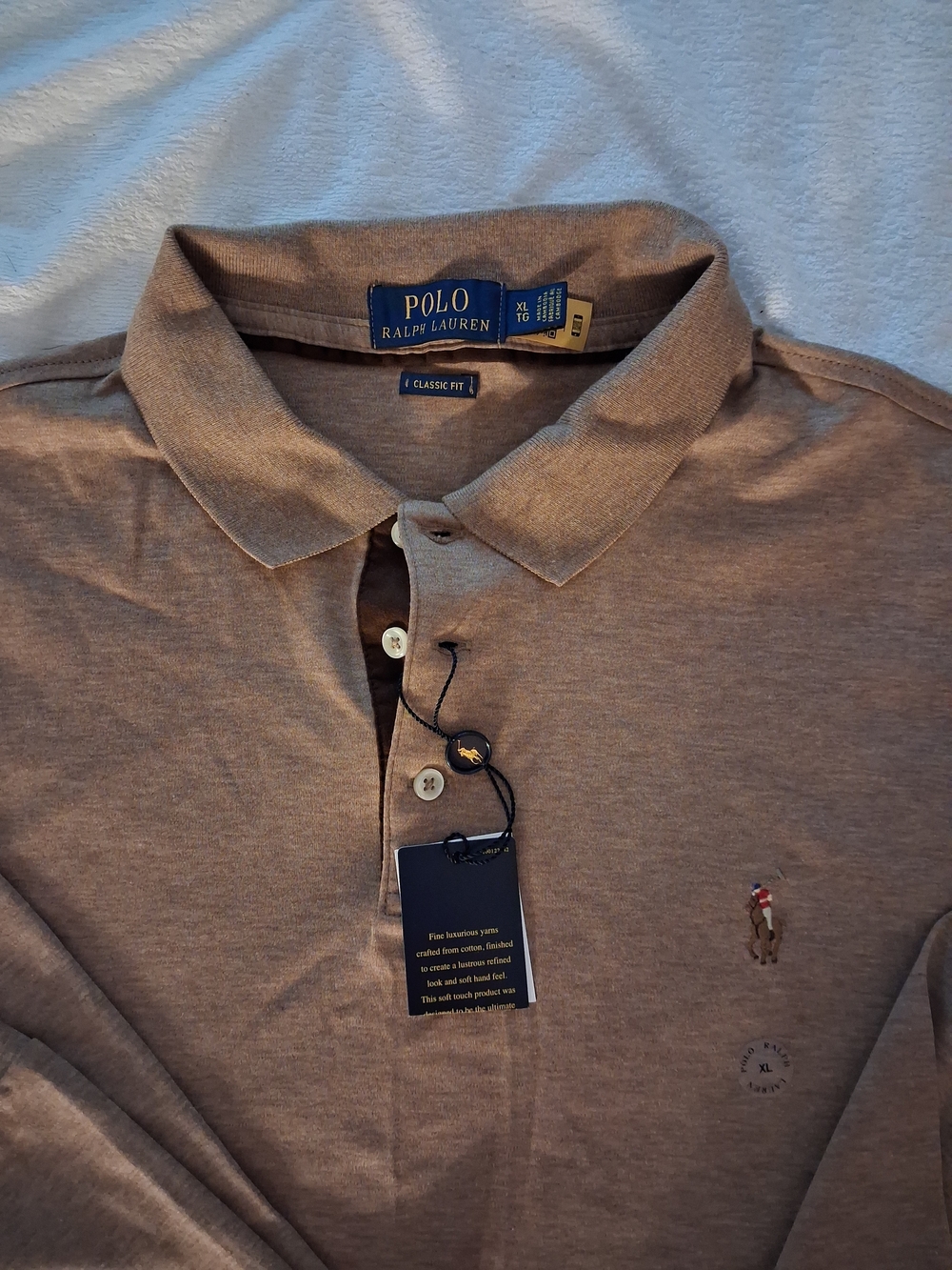 Polo by Ralph Lauren Men’s Long-Sleeve Polo - Light Brown - Picture 3 of 5